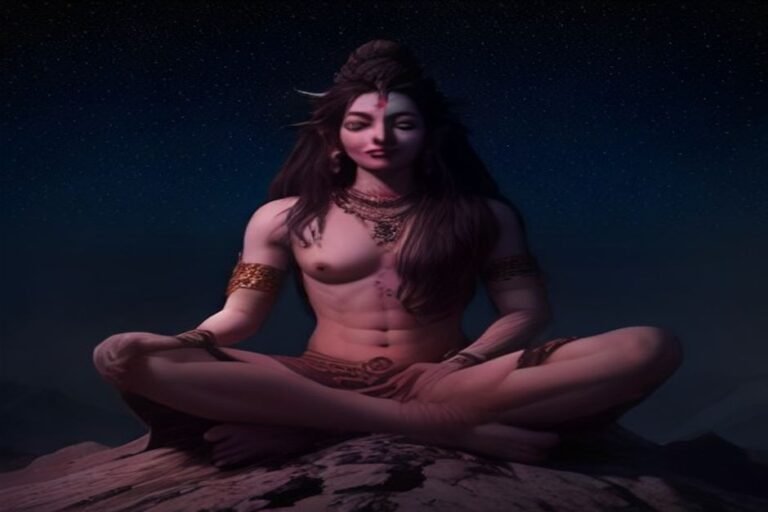 Lord Shiva seated in meditation pose on sacred Mount Kailash