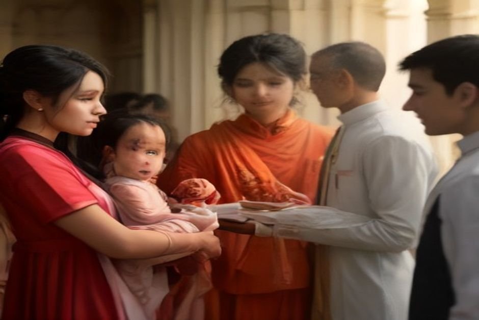 Traditional Hindu naamkaran ceremony with spiritual rituals