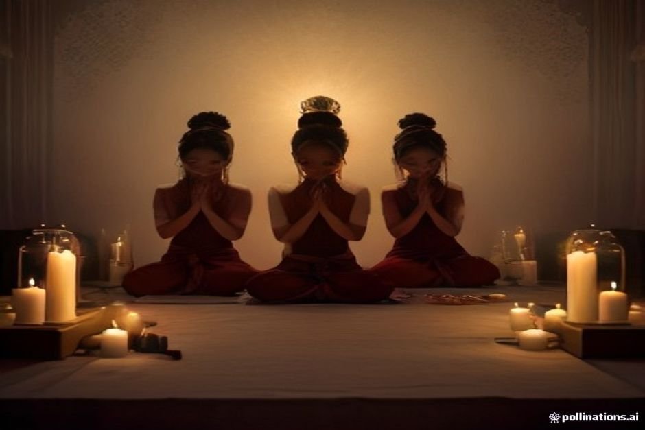 Devotional ritual scene with ceremonial illumination