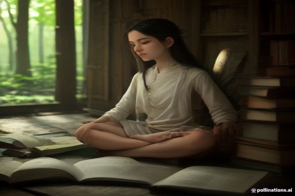 Holy man studying sacred Puranic wisdom texts deeply
