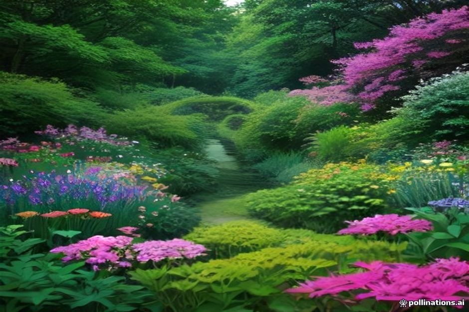 Botanical garden plants with scientific nomenclature identification signs