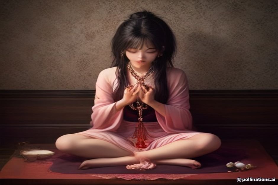 Devotee performing spiritual practice with prayer beads