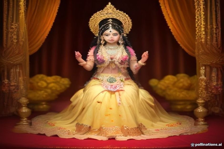 Golden idol of Radha Rani at temple altar