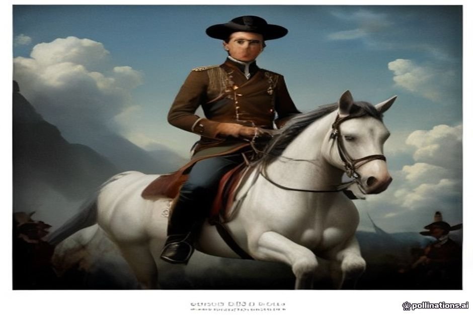 Simón Bolívar mounted on horse in military commander uniform