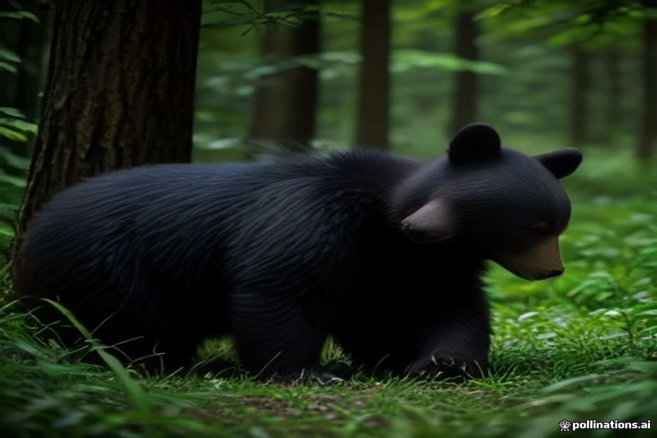 Young bear cub exploring forested terrain
