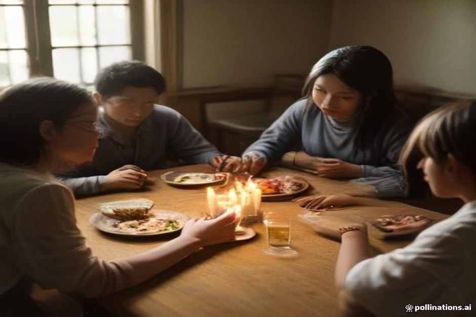 Multi-generational family holding hands in prayer together