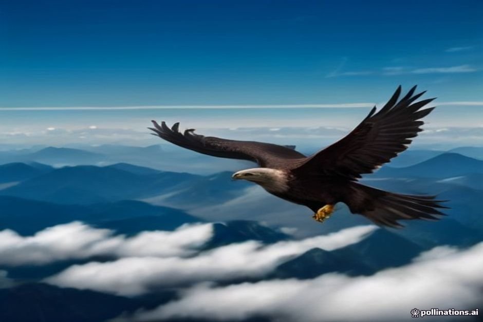 Majestic golden eagle flying over rocky mountain landscape