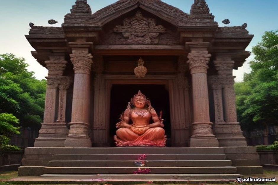 Temple deity statue decorated for Navratri nine-day festival