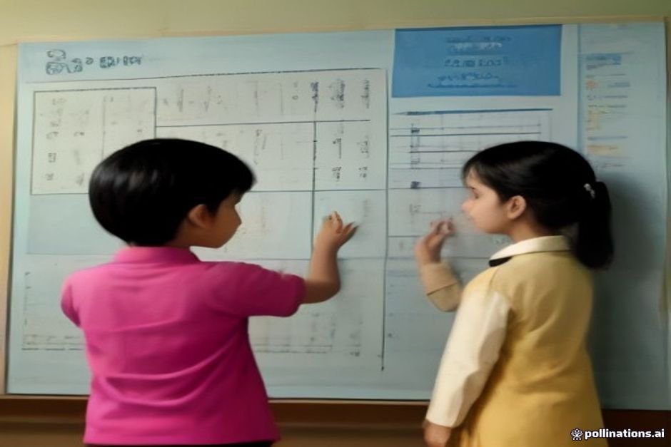 Hindi language instructor teaching basic counting to students