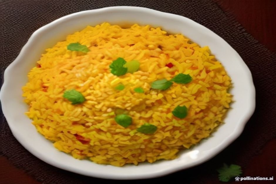 Traditional biryani rice arranged on decorative plate