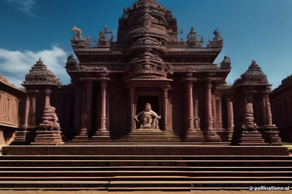 Traditional South Indian temple carved stone entrance gateway