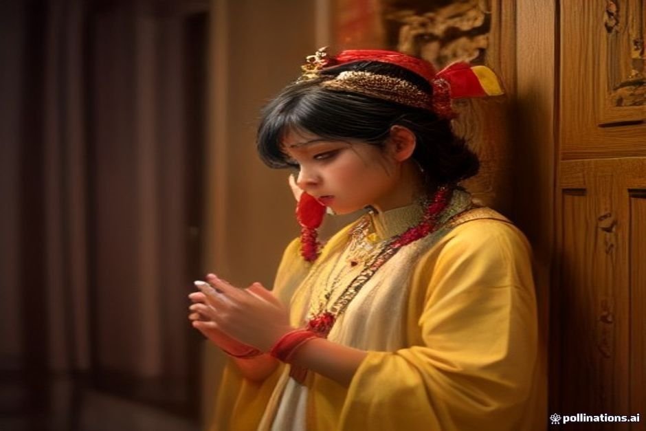 Devotional bell ringing ritual at Ganesha altar shrine
