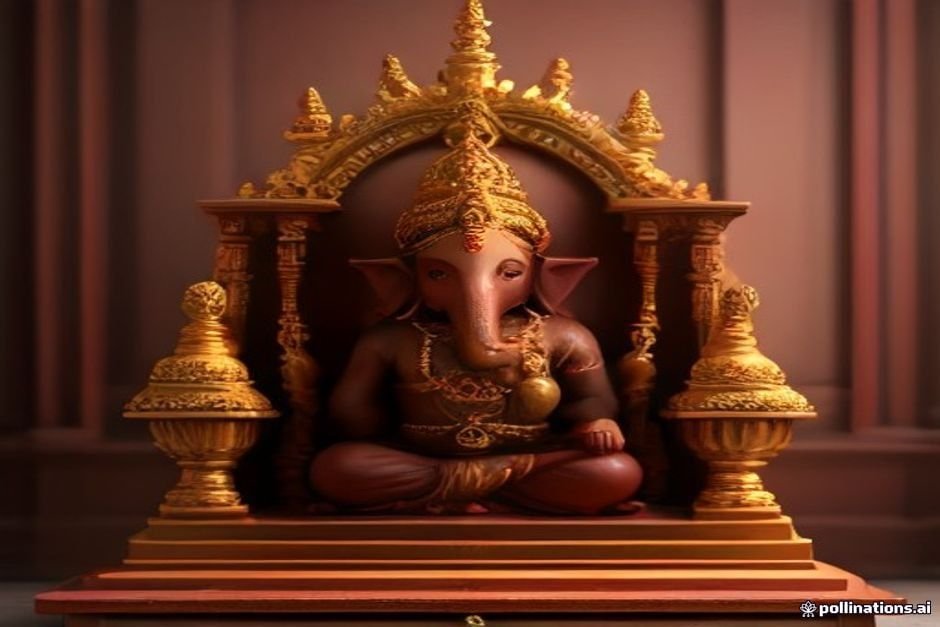 Ganesha idol worshipped in traditional Hindu temple setting