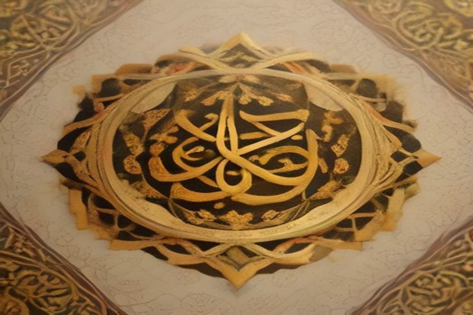 Beautiful ornate Islamic calligraphy featuring Urdu script design