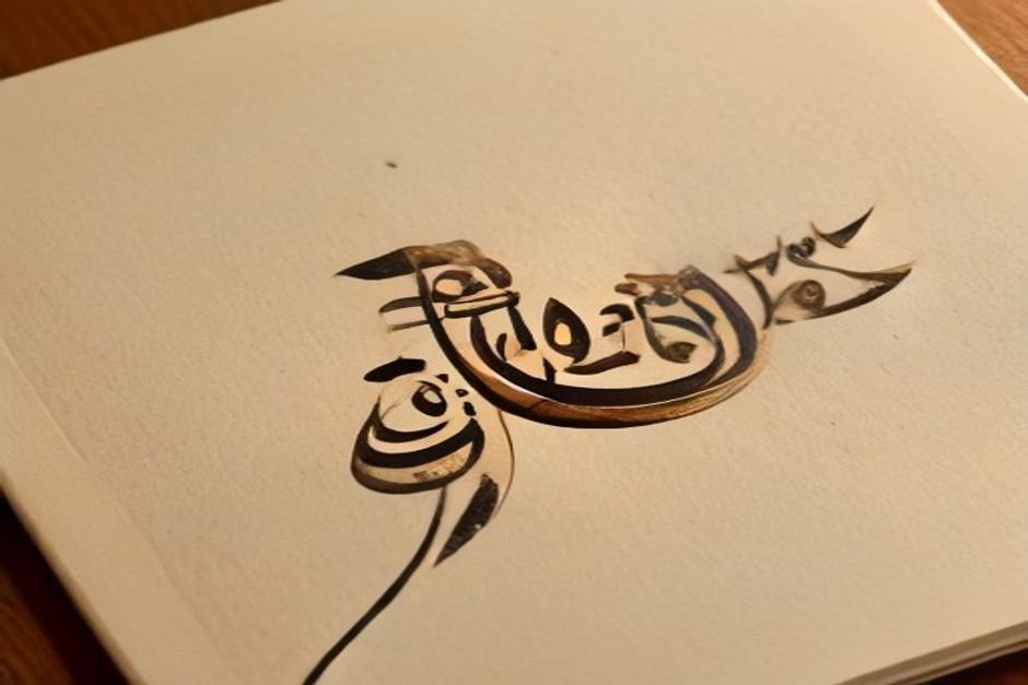 Urdu script written in decorative Islamic calligraphic style
