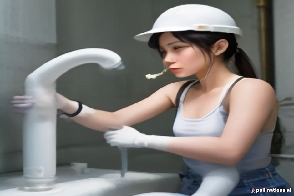 Professional plumber connecting PVC elbow to water pipe