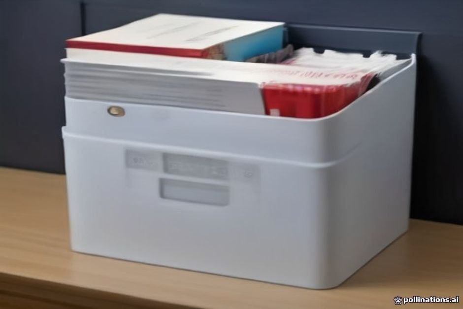 Various storage and organization containers for office stationery supplies