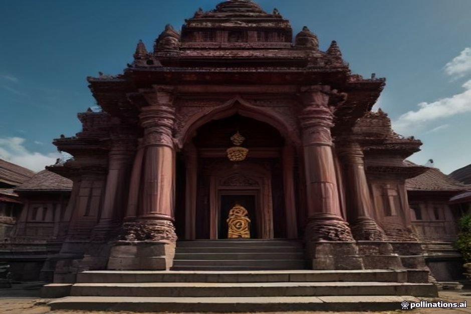 Ornate carved stone entrance gateway of historic Bengali Hindu temple complex