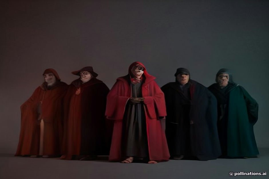 Wizards in robes gathered together in formation