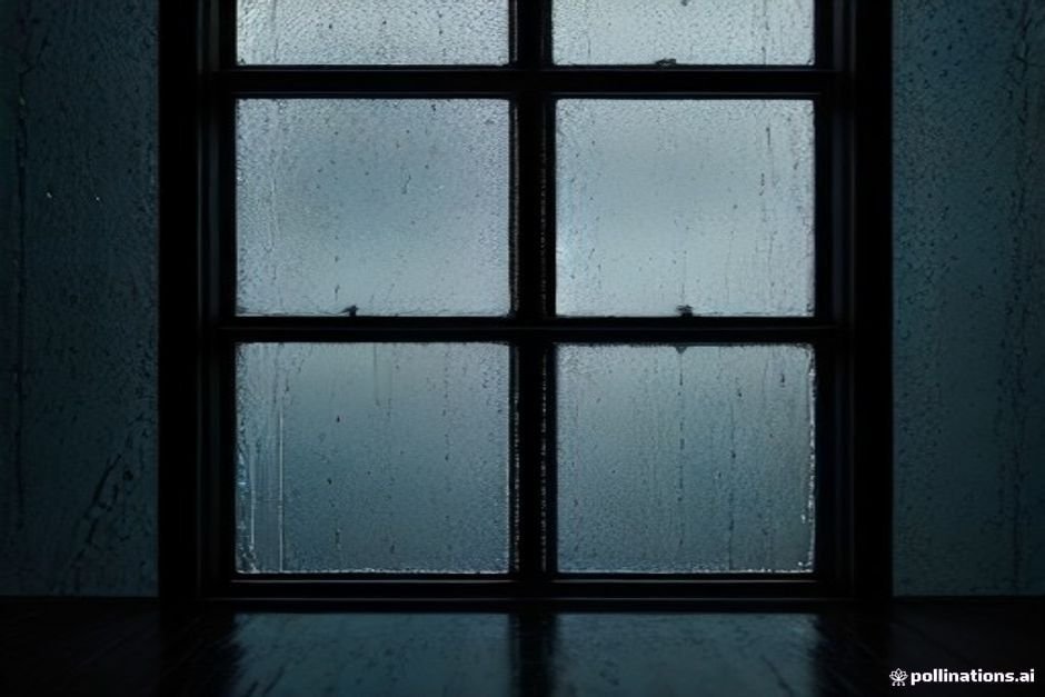 Rain droplets on glass showing emotional introspection